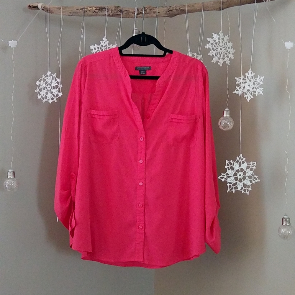 Beautiful Coral Blouse, Covington Essentials XL